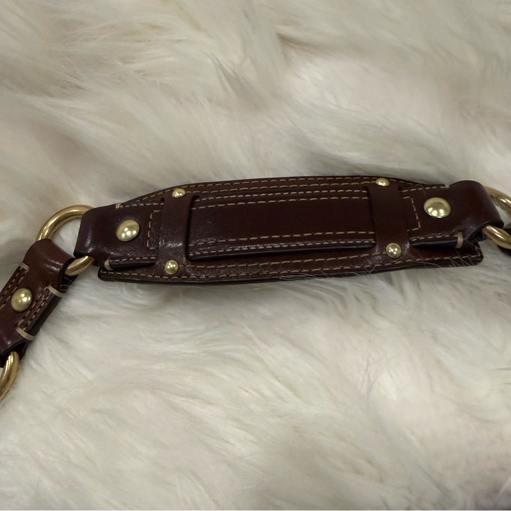 Coach Dark Brown Leather Shoulder Bag with Gold Accents - Picture 5 of 8